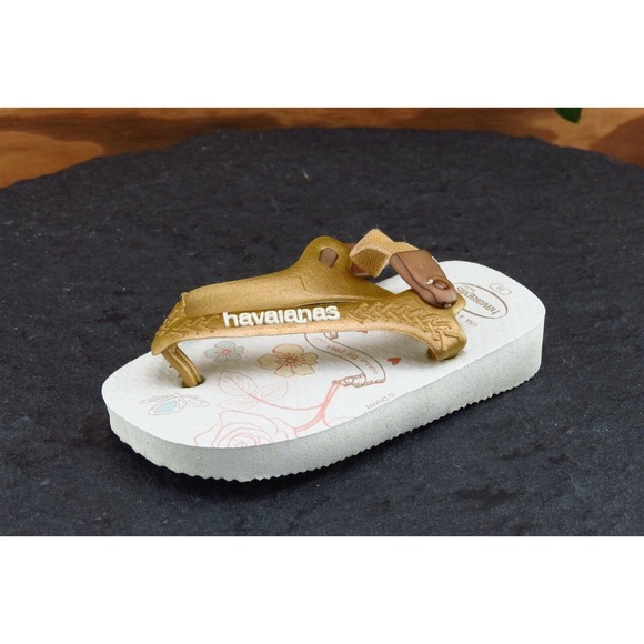 Havaianas Toddler Girls 6 Medium Gold Flip Flop Synthetic - Picture 1 of 5